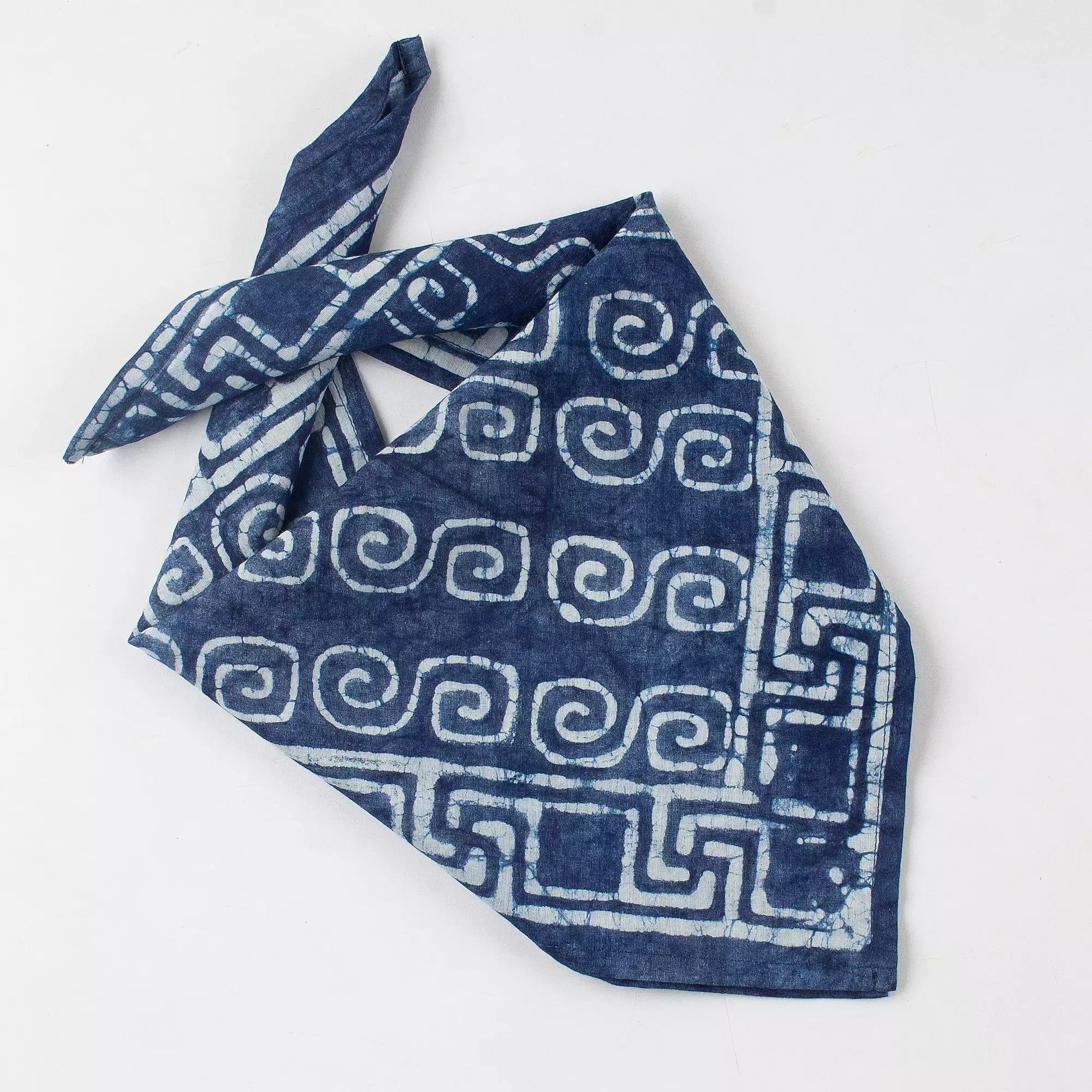 Indigo Blue Hand Block Print Cotton Neck Bandana for Men 589